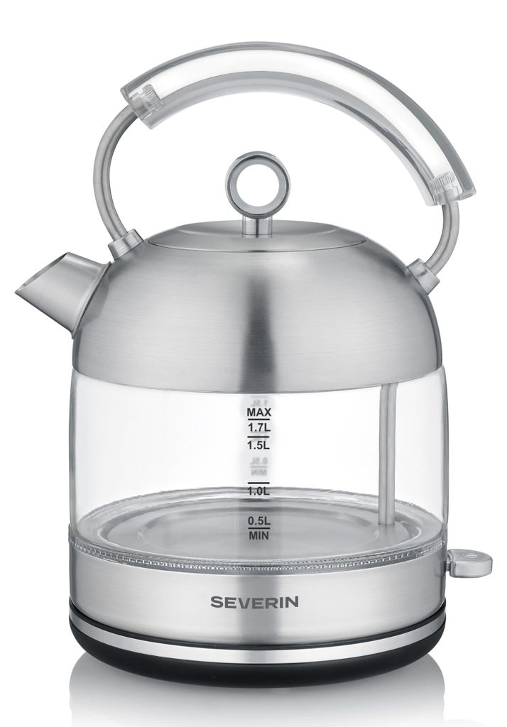 SEVERIN WK 3459, retro waterkoker van glas, roestvrij staal Productafbeelding 
