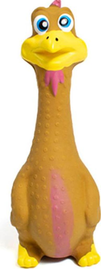 Latex-Hühnerspielzeug, bissfest, Zähneknirschen, Cartoon, niedlich, interaktiver Hund, quietschend, für Heimtierbedarf, Braun
