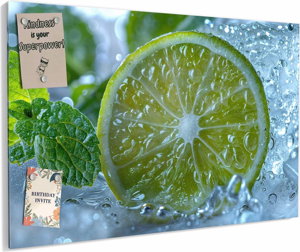 Magnettafel 90x60cm magnetisch & beschreibbar Metall-Board - Erfrischende Limette
