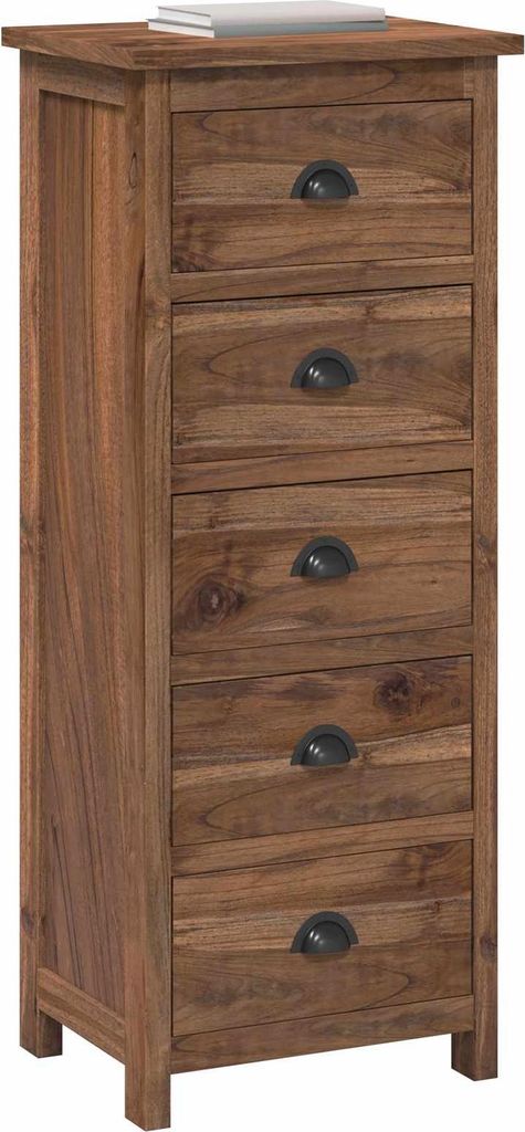 (Design 2026) Kommode mit Schubladen Braun 45 x 35 x 110cm Massivholz Teak - HOMMIE 202347 - Kommoden
