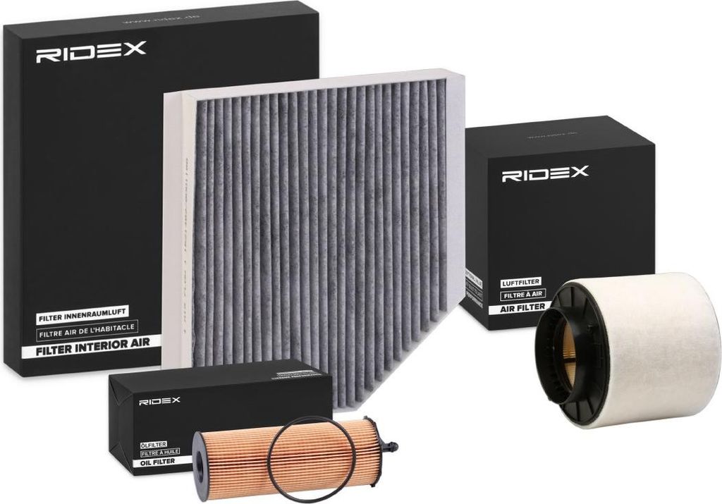 RIDEX Filterset Inspektionspaket Filtersatz für AUDI A4 Avant (8K5, B8) Q5 (8RB) A5 Sportback (8TA) A4 Limousine (8K2, B8) A5 Coupe (8T3) Q7 (4LB)