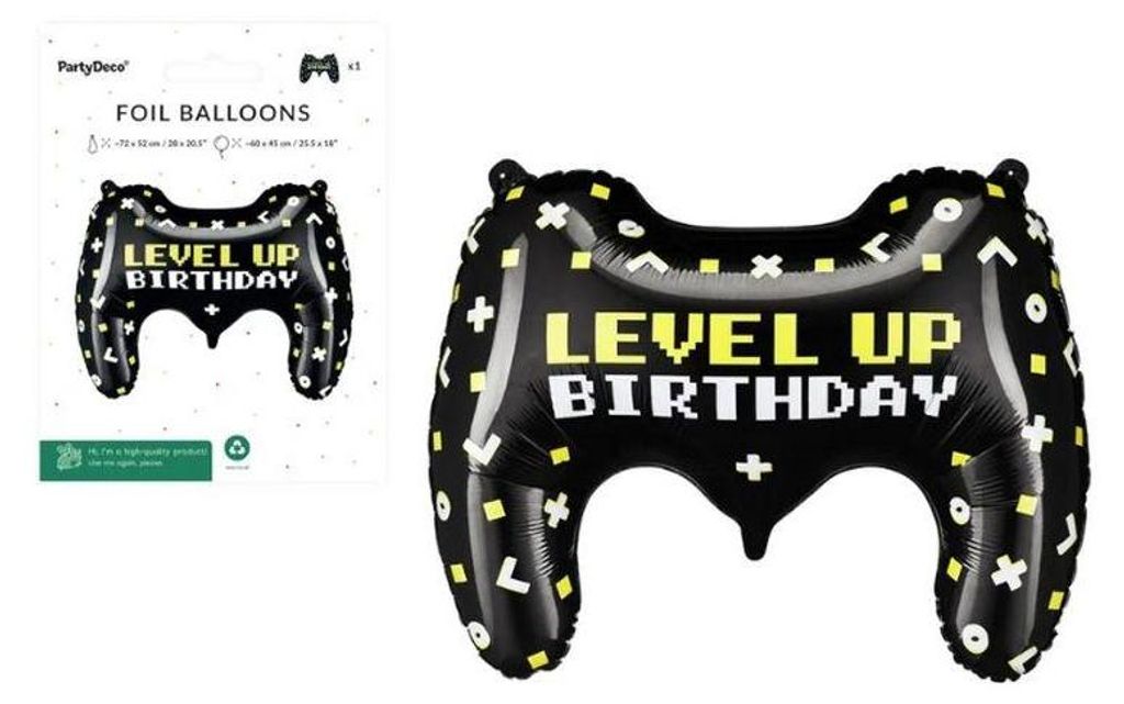 Ballon anniversaire Gamepad 60x45cm noir / jaune Image du produit 