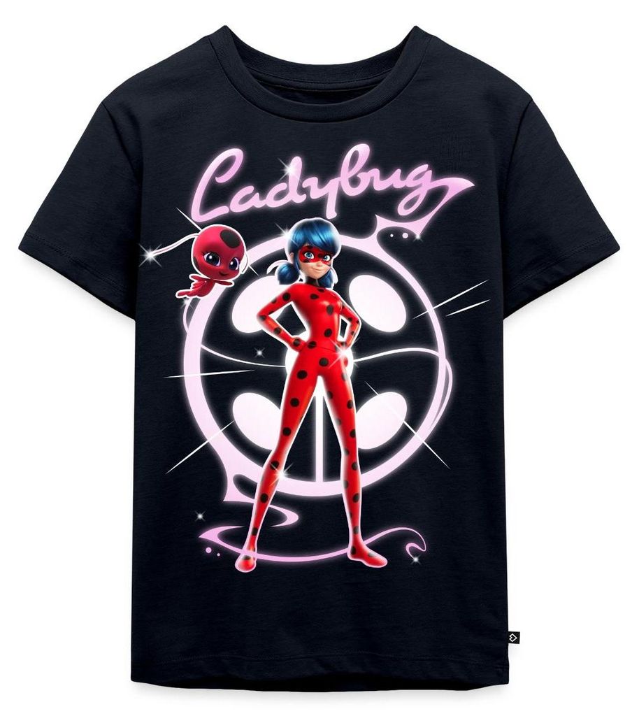 Spreadshirt Miraculous Ladybug Mit Tikki Kinder Premium T-Shirt, 122/128 (6 Jahre), Navy