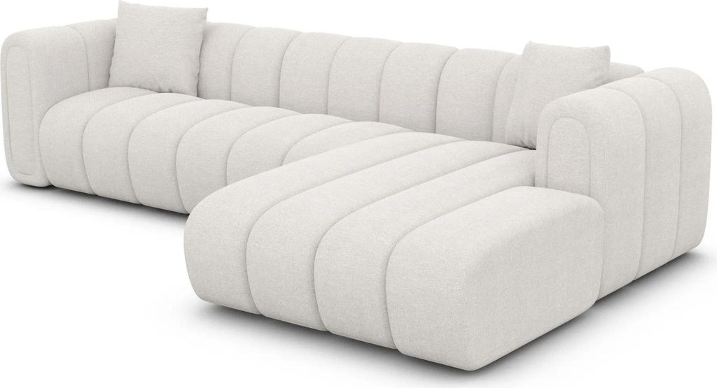 Strukturstoff L-Form Sofa Amoria Weiß Rechts