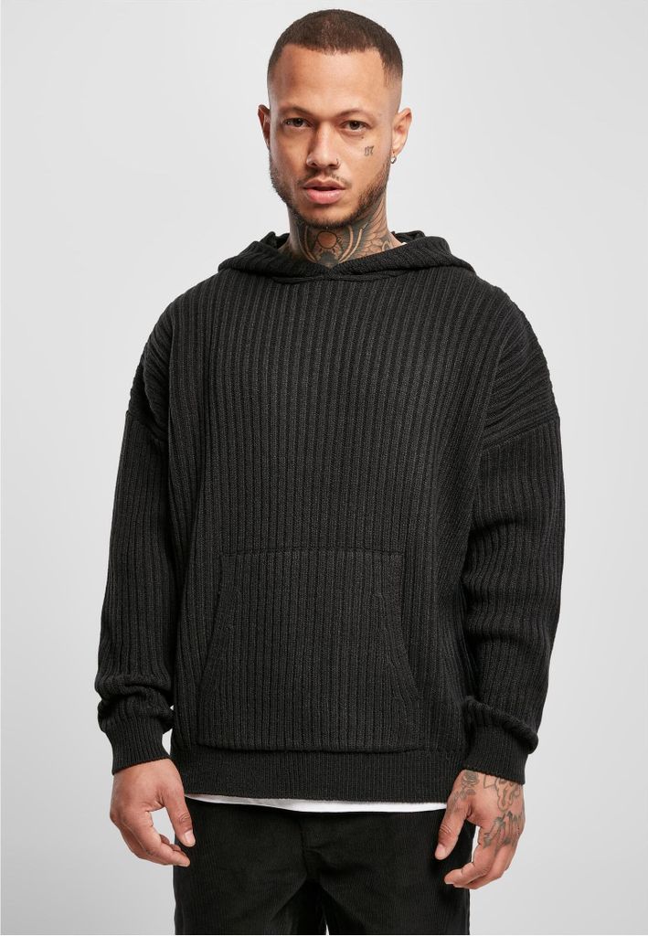 Urban Classics - Rippenstrick Loose-Fit Hoody schwarz - 4XL