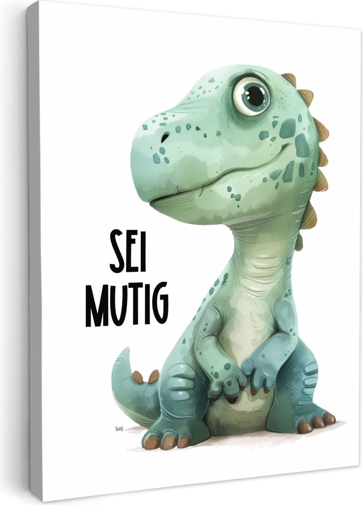 MuchoWow - Leinwandbilder - Drache - Sei mutig - Zitat, Wandbild, Wanddeko Bilder Wohnzimmer, 50x70 cm