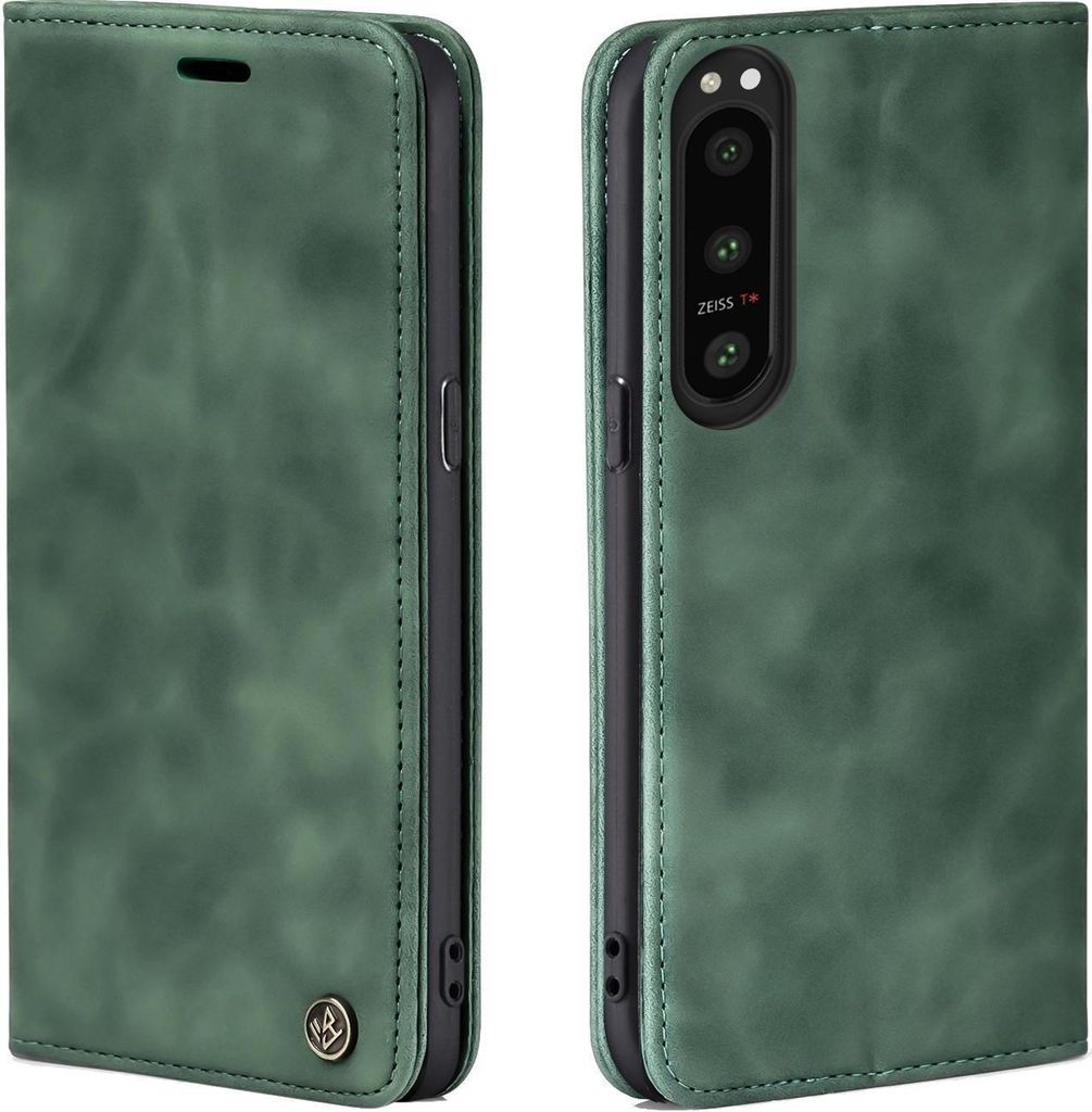 Handy Hülle für Sony Xperia 5 IV Klapphülle Bookcase Flip Cover Handy Tasche Etui Farbe: Grün