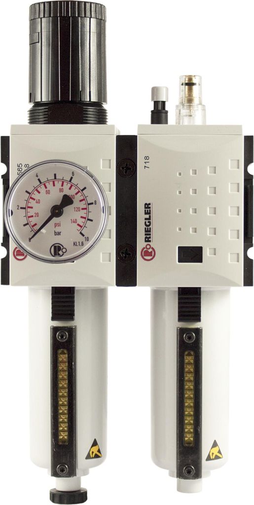 Riegler Wartungseinheit 2-tlg. »FUTURA«, MBeh., BG2, G 3/8, 0,5-8 bar, HA