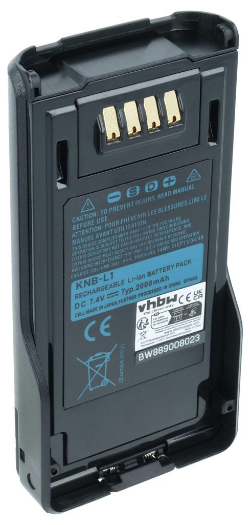 vhbw Akku kompatibel mit Kenwood VP8000 Funkgerät, Walkie Talkie (2000 mAh, 7,4 V, Li-Ion)