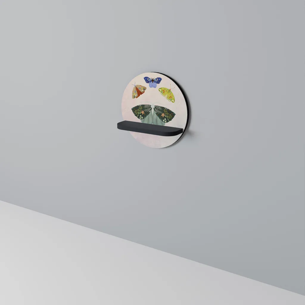 Étagère ronde noire MOTH : la solution rangement pour murs vides design