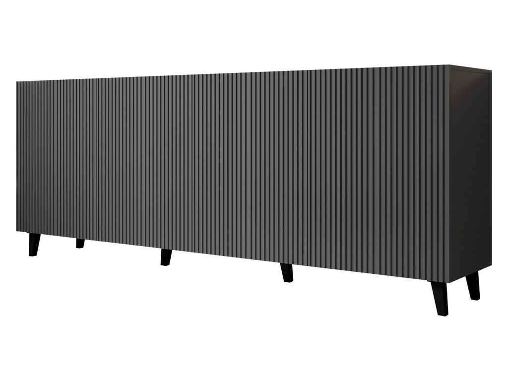 MIRJAN24 Sideboard Vamos Grey 200, Kommode mit 4 Türen, Sideboard, Fronten gefräst, L: 201 cm (Farbe: Anthrazit)