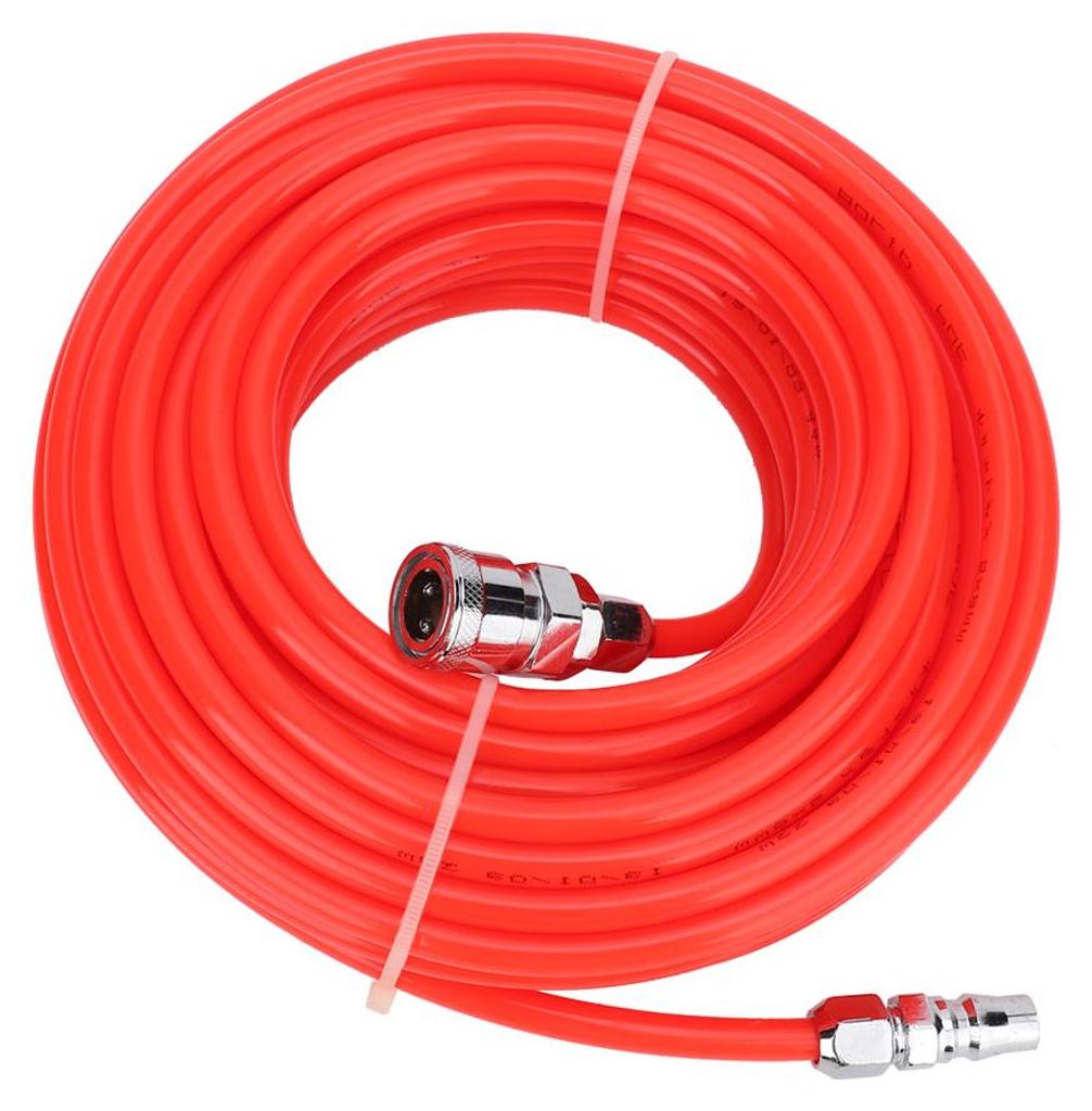 5 x 8 mm flexibler Hochdruck-Luftkompressorschlauch mit Schnellkupplung männlich/weiblich, 15 m, Rot