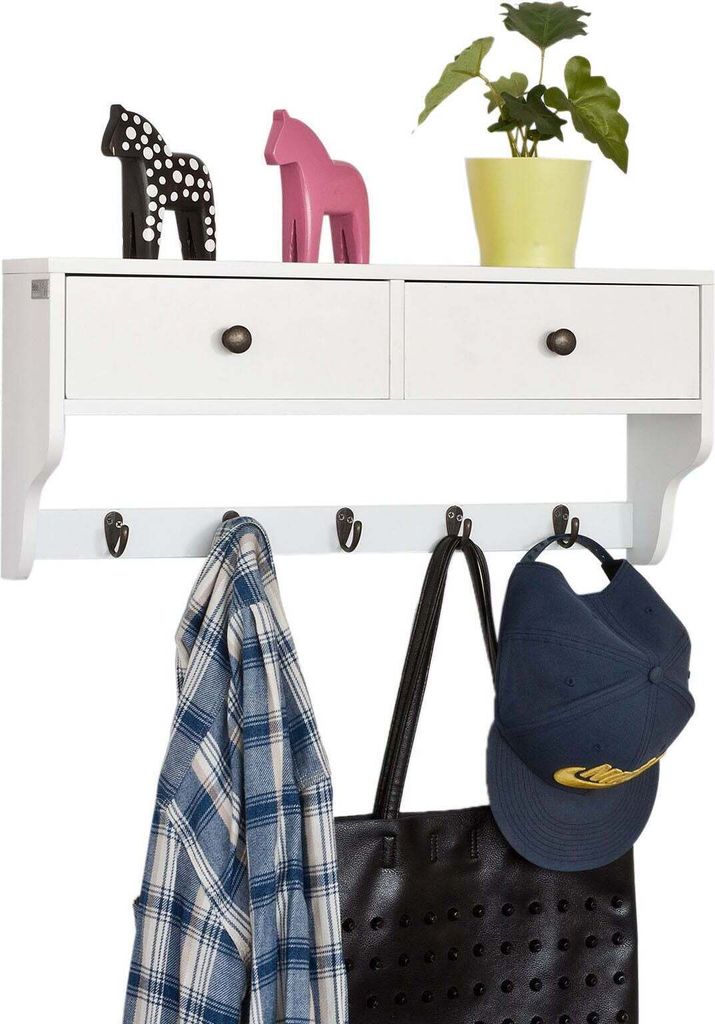 Rootz Wandgarderobe mit Schubladen - Hängendes Regal - Aufbewahrungsorganisation - MDF Konstruktion - Ideal für Flur, Bad, Küche - 60cm x 14cm x...
