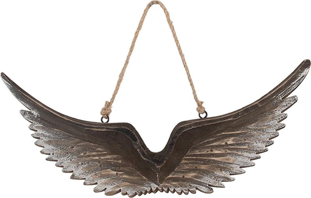 Clayre & Eef Deko-Anhänger Flügel 30x3x12 cm Braun Weiß Holz