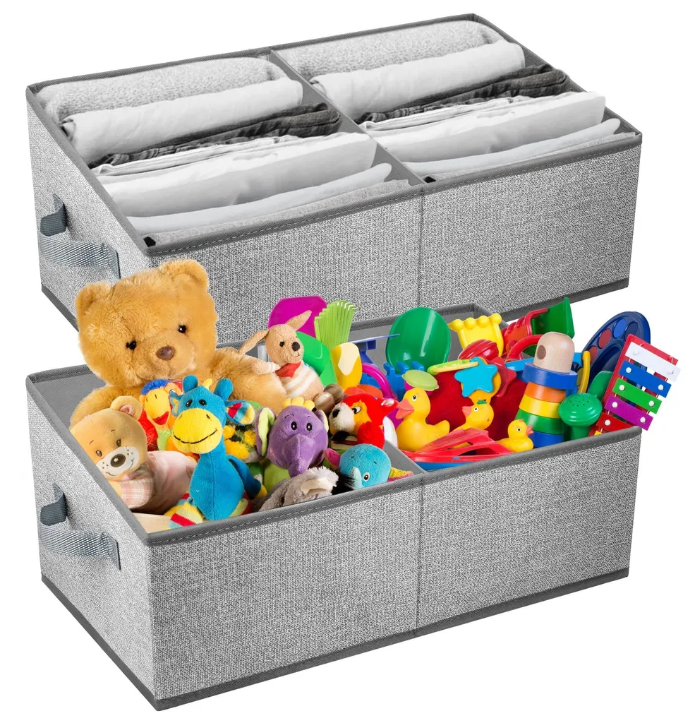 Organisateur d'Armoire en Tissu Lot de 2 Bacs de Rangement avec Poignées
