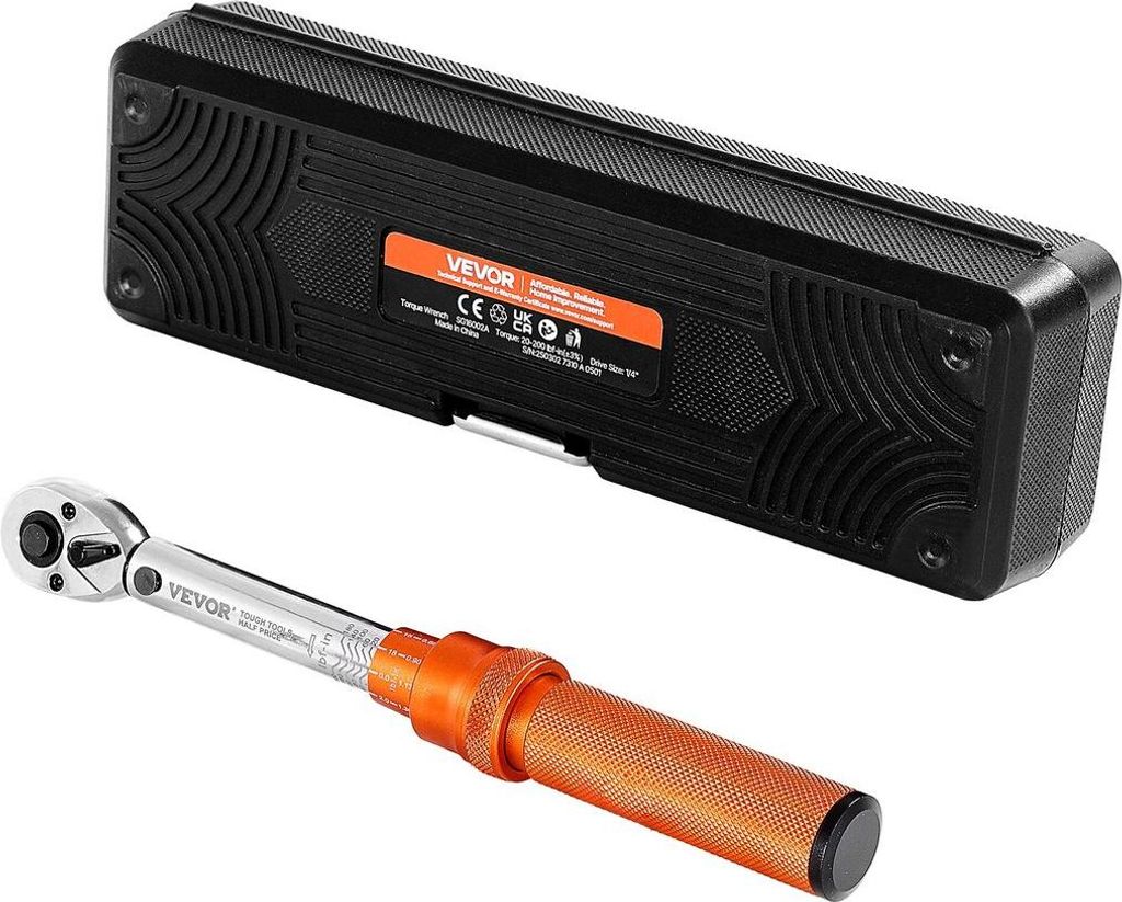 Klick-Drehmomentschlüsselsatz 1/4-Zoll-Antrieb 20–200 lbf-in / 2,3–22,6 Nm Orange
