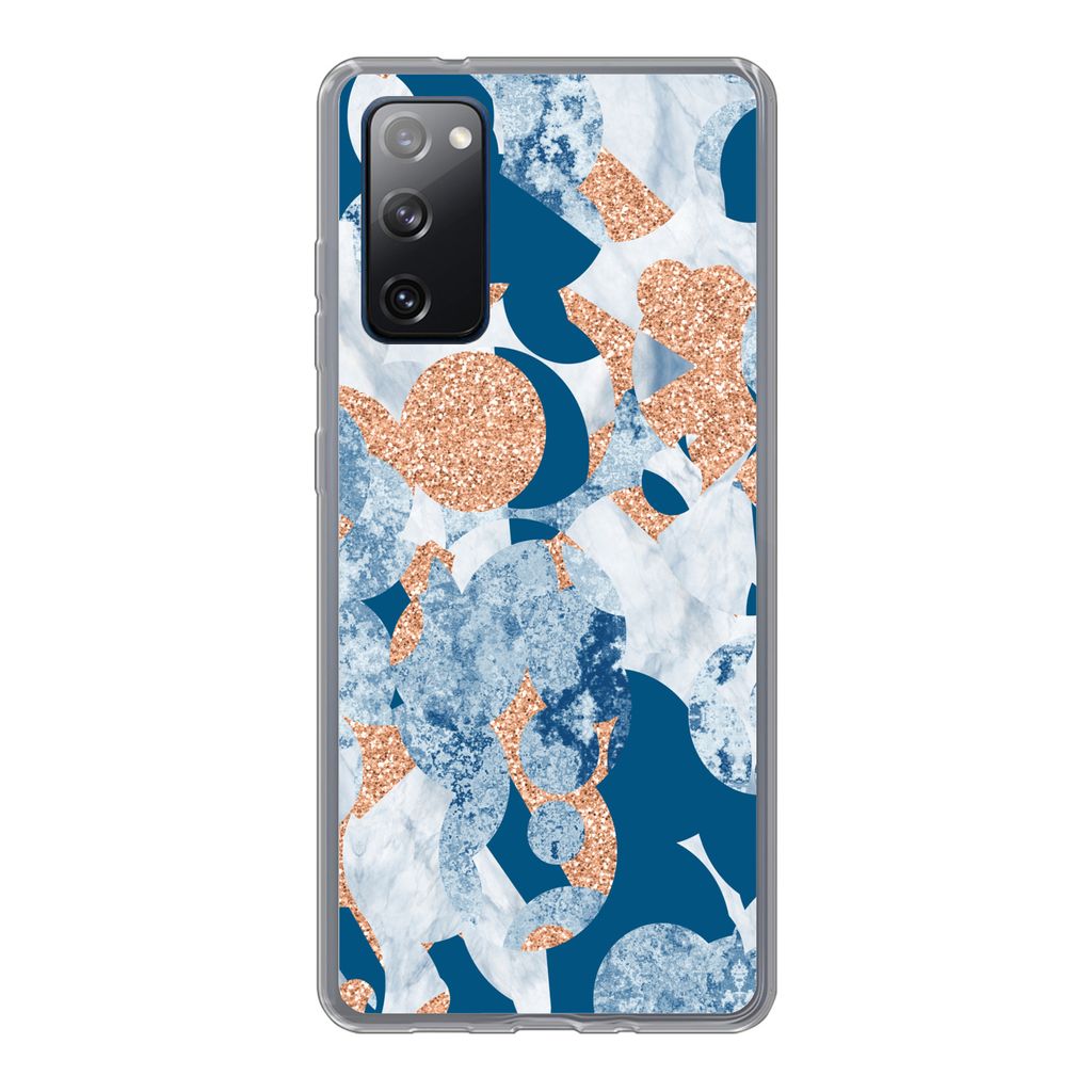 MuchoWow Handyhülle Schutzhülle Hülle für Samsung Galaxy S20 FE Marmor - Geometrische Formen - Glitter Silikon Softcase Handy Hülle - Abdeckung