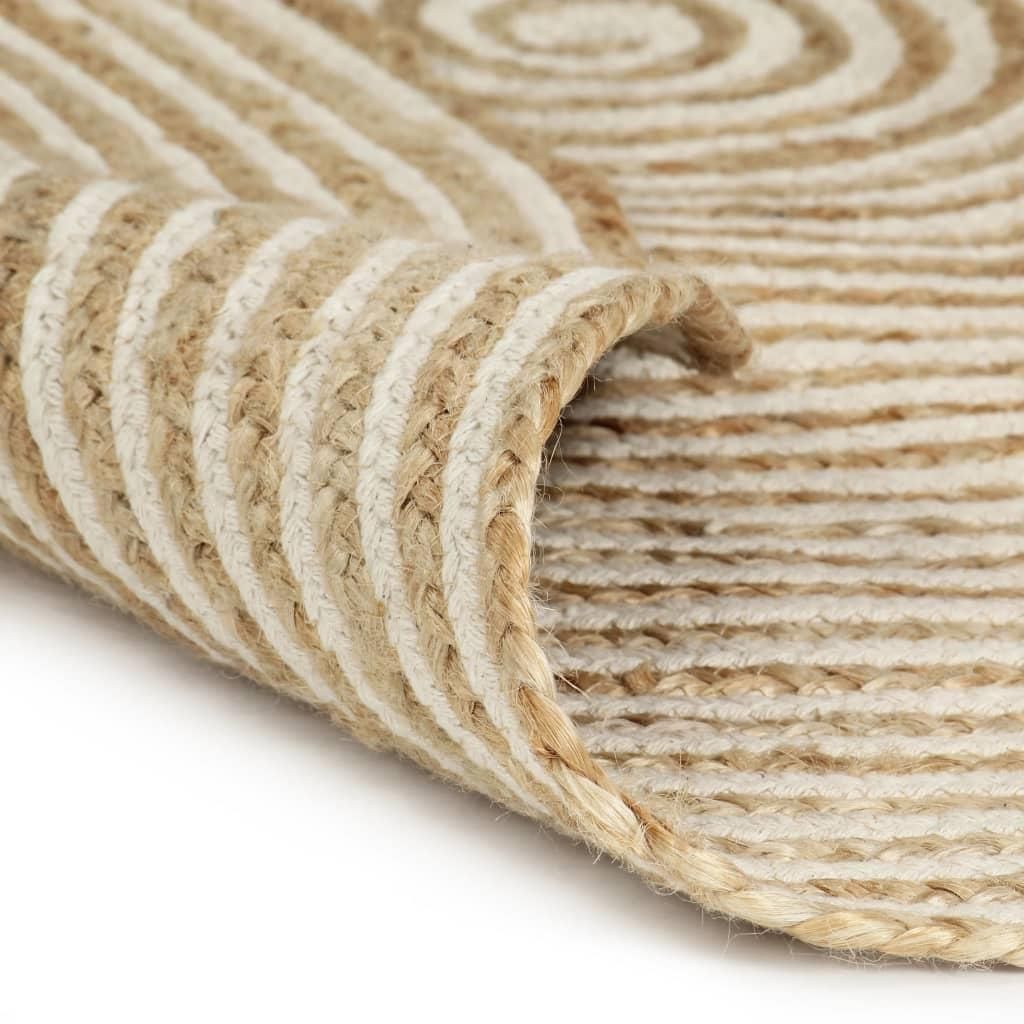 vidaXL Teppich Handgefertigt Jute mit Spiralen-Design Weiß 150 cm