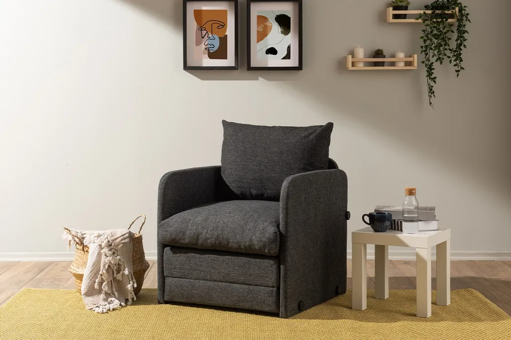 Canapé-lit compact Saga Single : solution gain de place en métal gris - 2