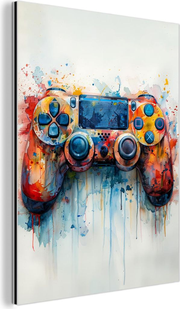 MuchoWow Wanddekoration Metall Metallbild Wandkunst 90x120 cm Kinder- und Jugendzimmer - Spiele - Gamecontroller MuchoWow Aluminium Gemälde - Indu...