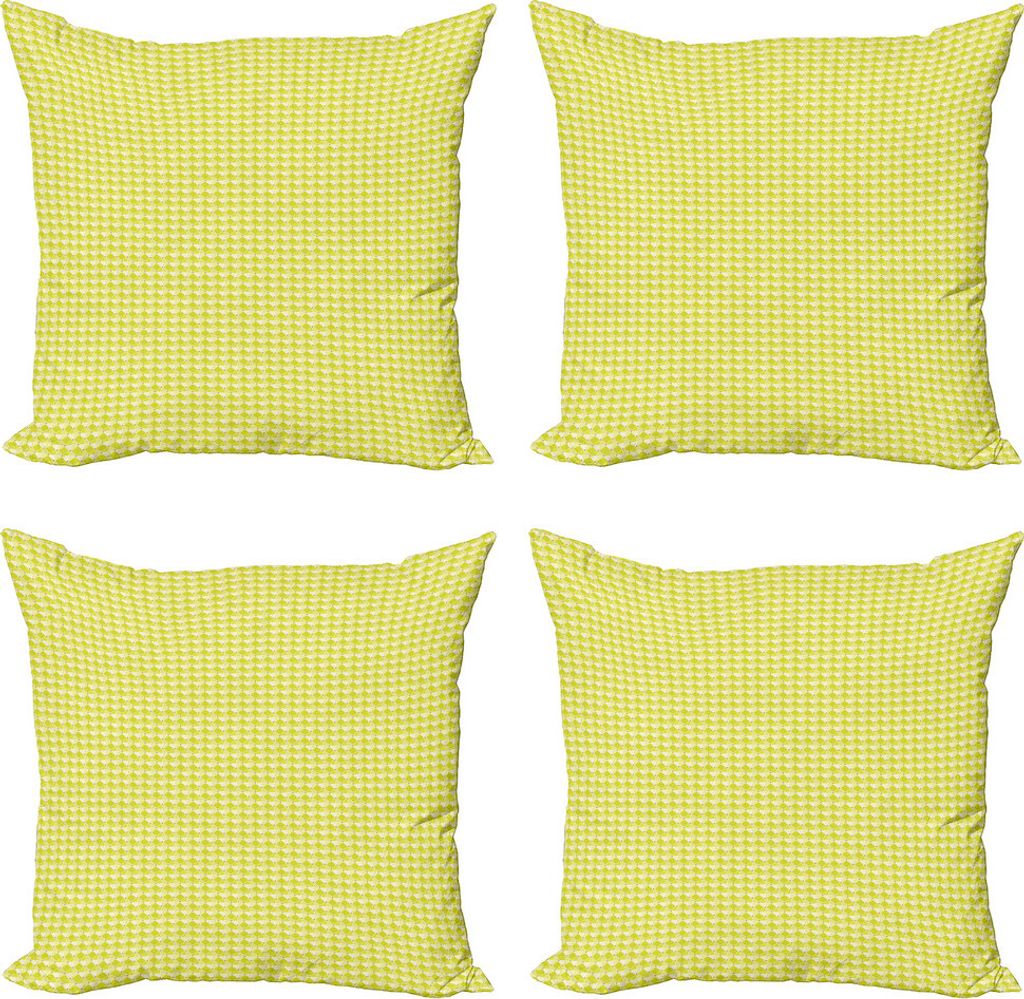 ABAKUHAUS Geometrisch Kissenbezug Set (4 Stück), Rauten mit Triangles, Moderner Doppelseitiger Digitaldruck, 40 cm x 40 cm, Gelb, Dunkel, Coral