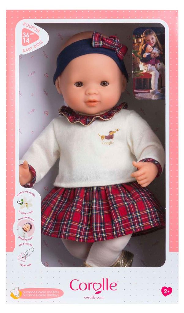 Corolle Babypuppe Suzanne 36cm - Puppe mit Vanilleduft und Festtagsoutfit