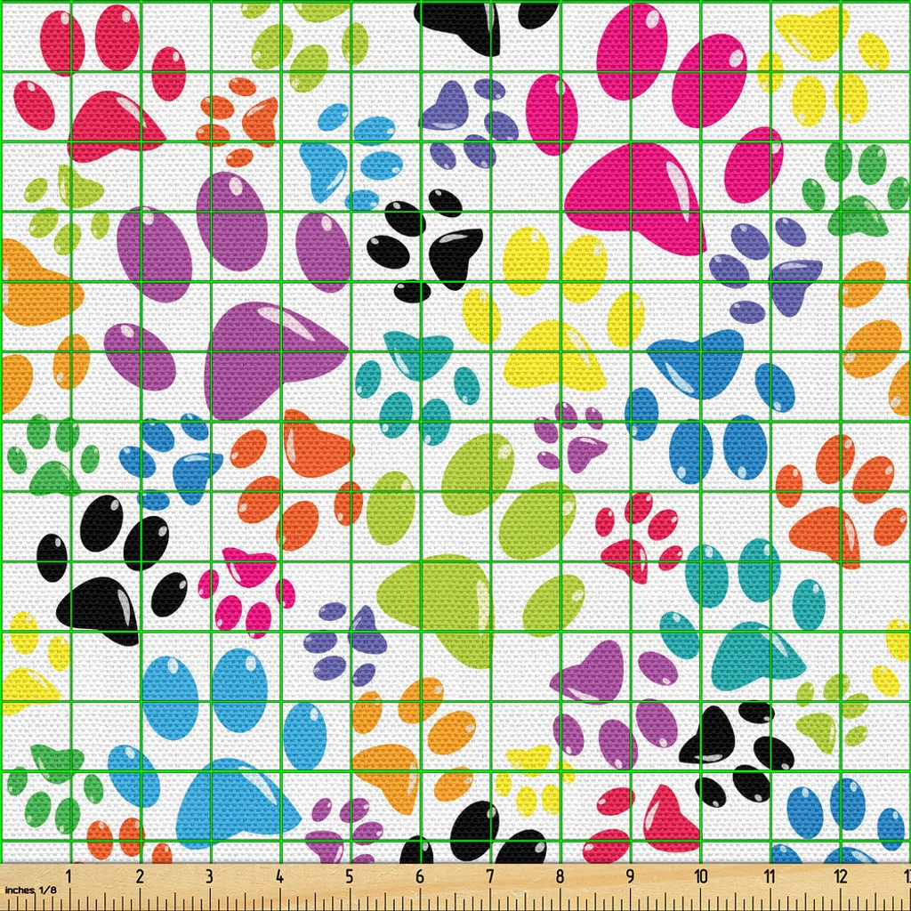 Tissu résistant et facile à coudre motif pattes colorées 3m x 148cm violet