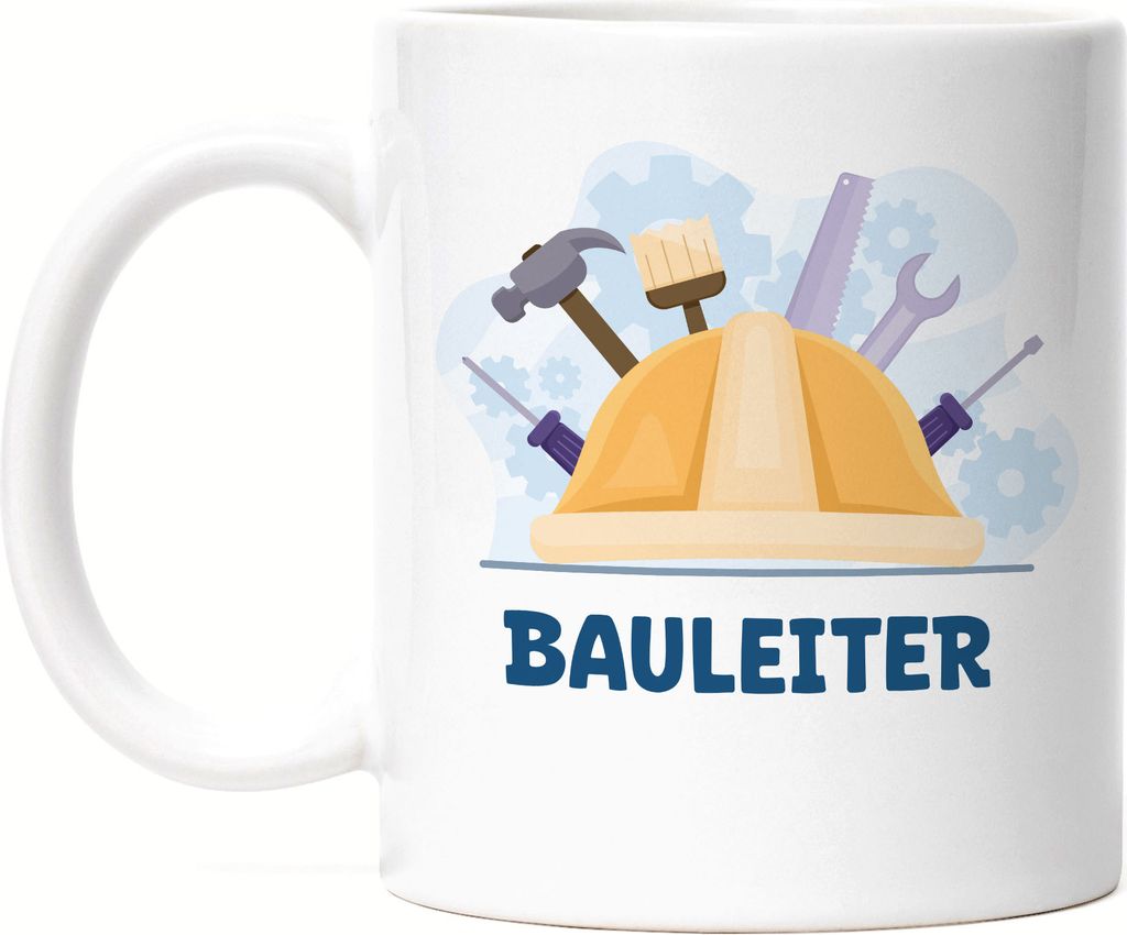 Bauleiter Tasse Weiß Bau Bauherr Gebäude Baustelle Arbeit Auftrag Job Bauarbeiter Mitarbeiter Bauleitung Bauarbeit