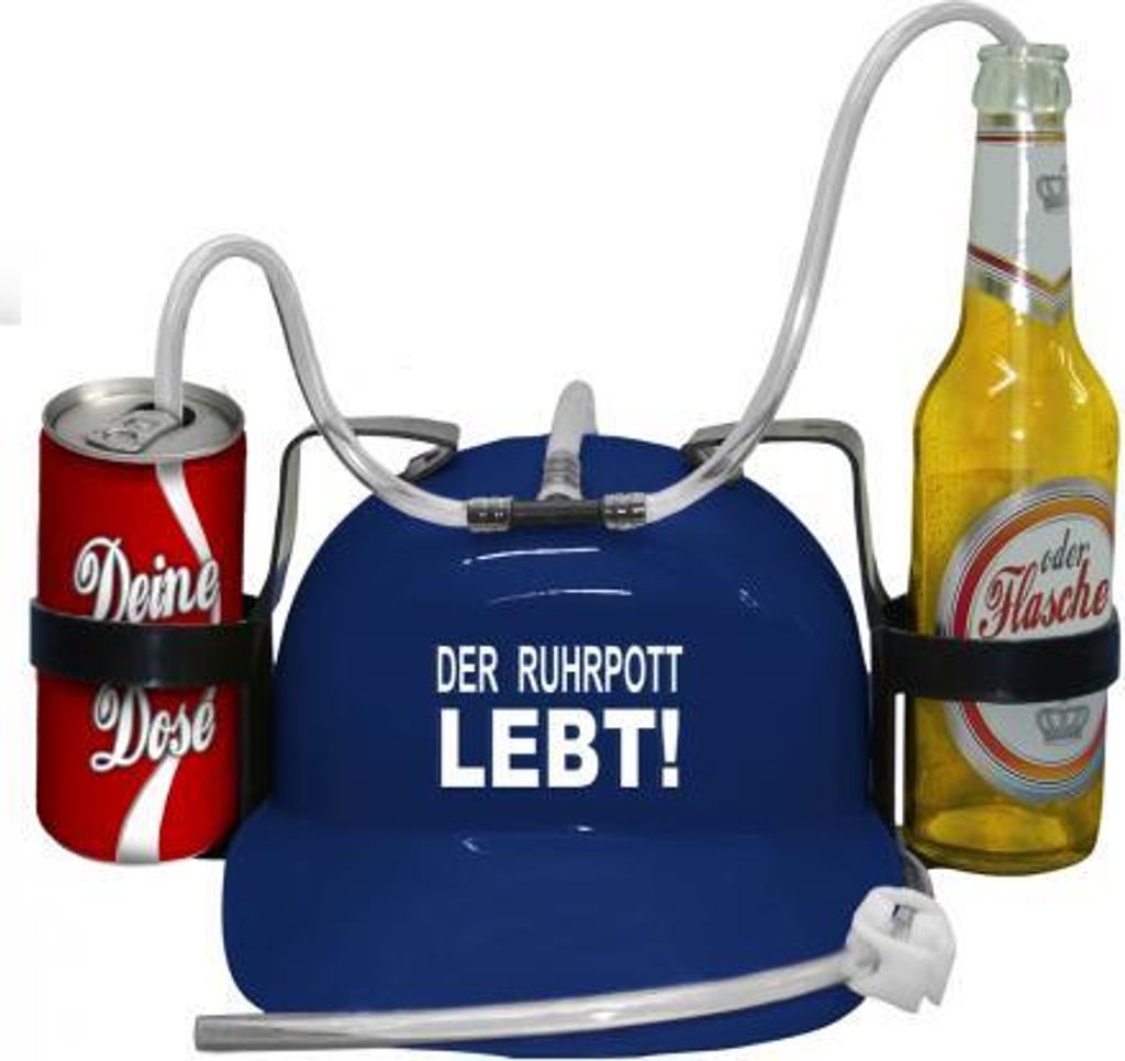 Trinkhelm Spaßhelm mit Printmotiv - DER RUHRPOTT LEBT - 51675 blau