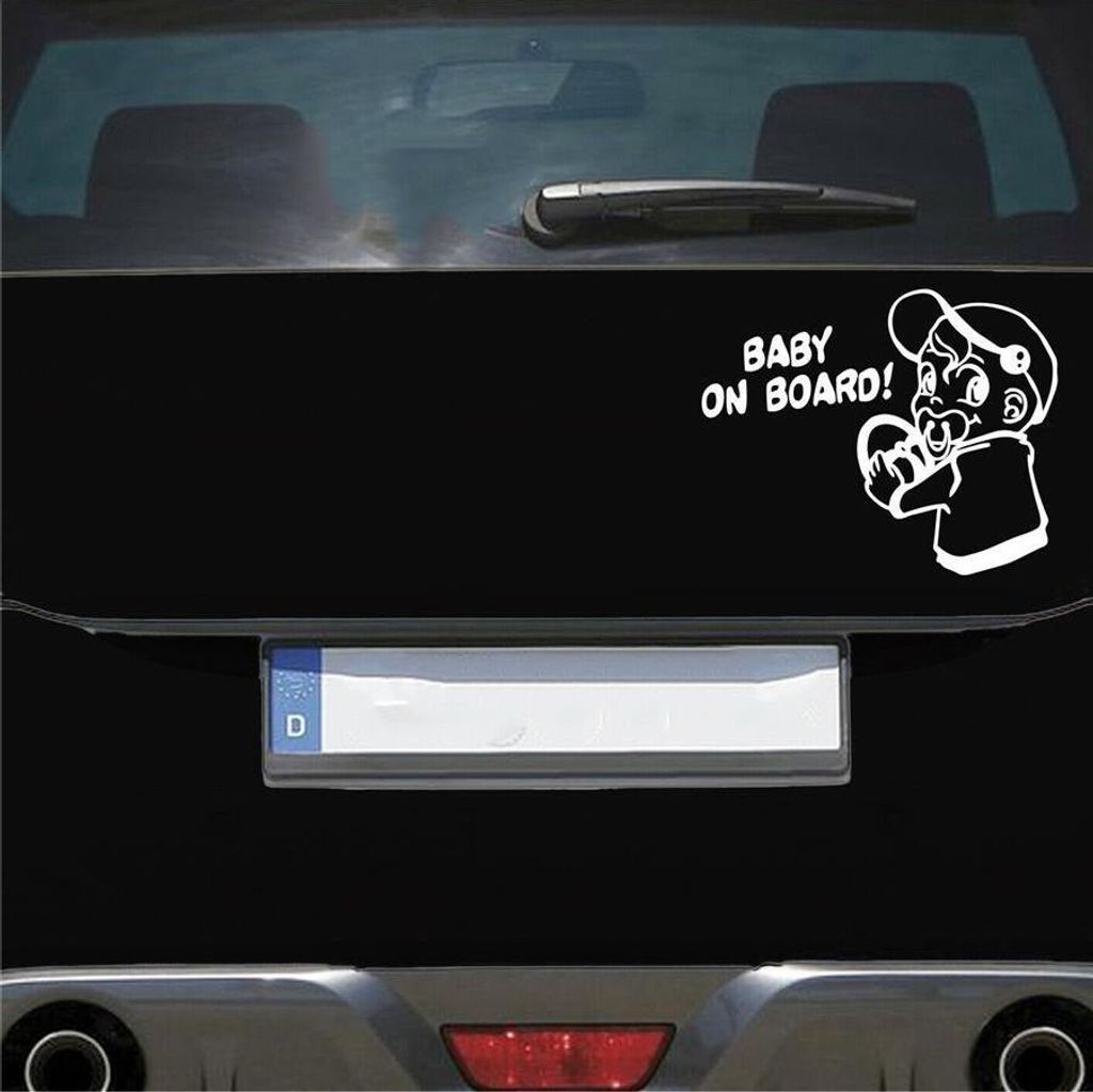 Auto Aufkleber Baby AN Bord Board Tour Junge 19x15 cm Weiss Matt Sticker Heckscheibenaufkleber