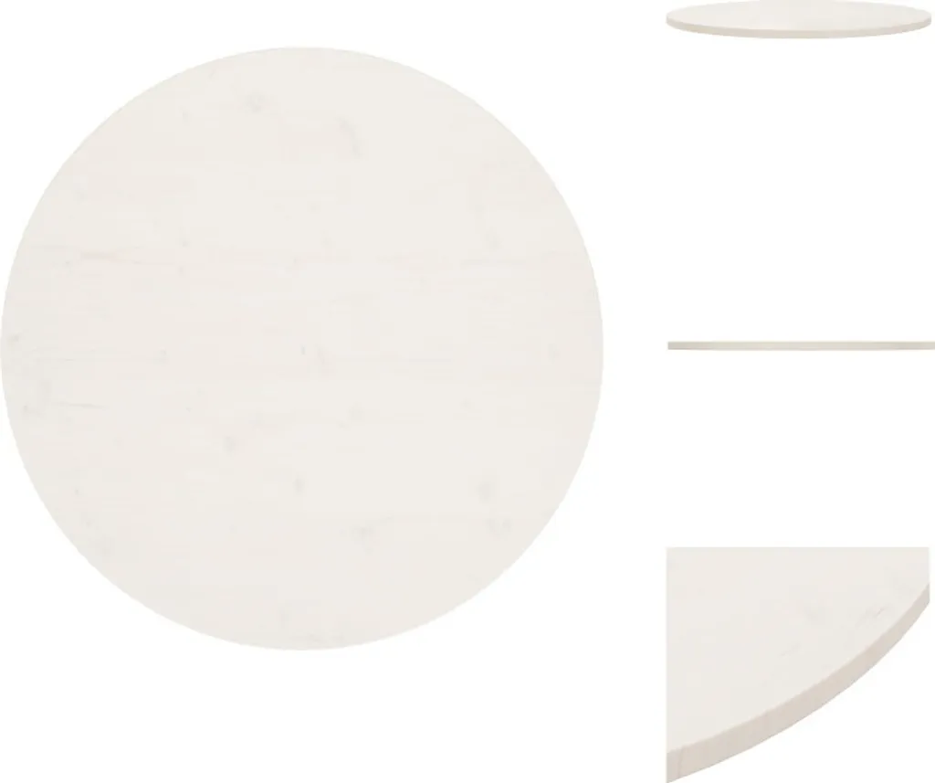 vidaXL Piano da tavolo bianco Ø90x2,5 cm in legno di pino massiccio - Piani da tavolo