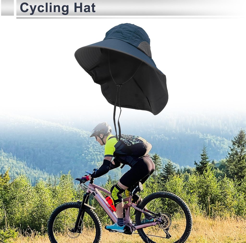 Fahrradmütze Atmungsaktiver Sonnenschutz Nackenschutz Faltbare Hartschalenmützenunterlage Polyester Blau 40x28cm 1 Stück