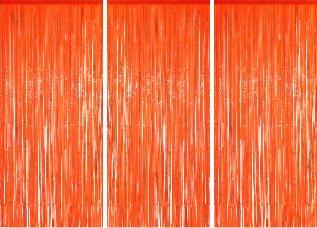 3x Lametta Vorhang - orange - 91x244 cm Produktbild 
