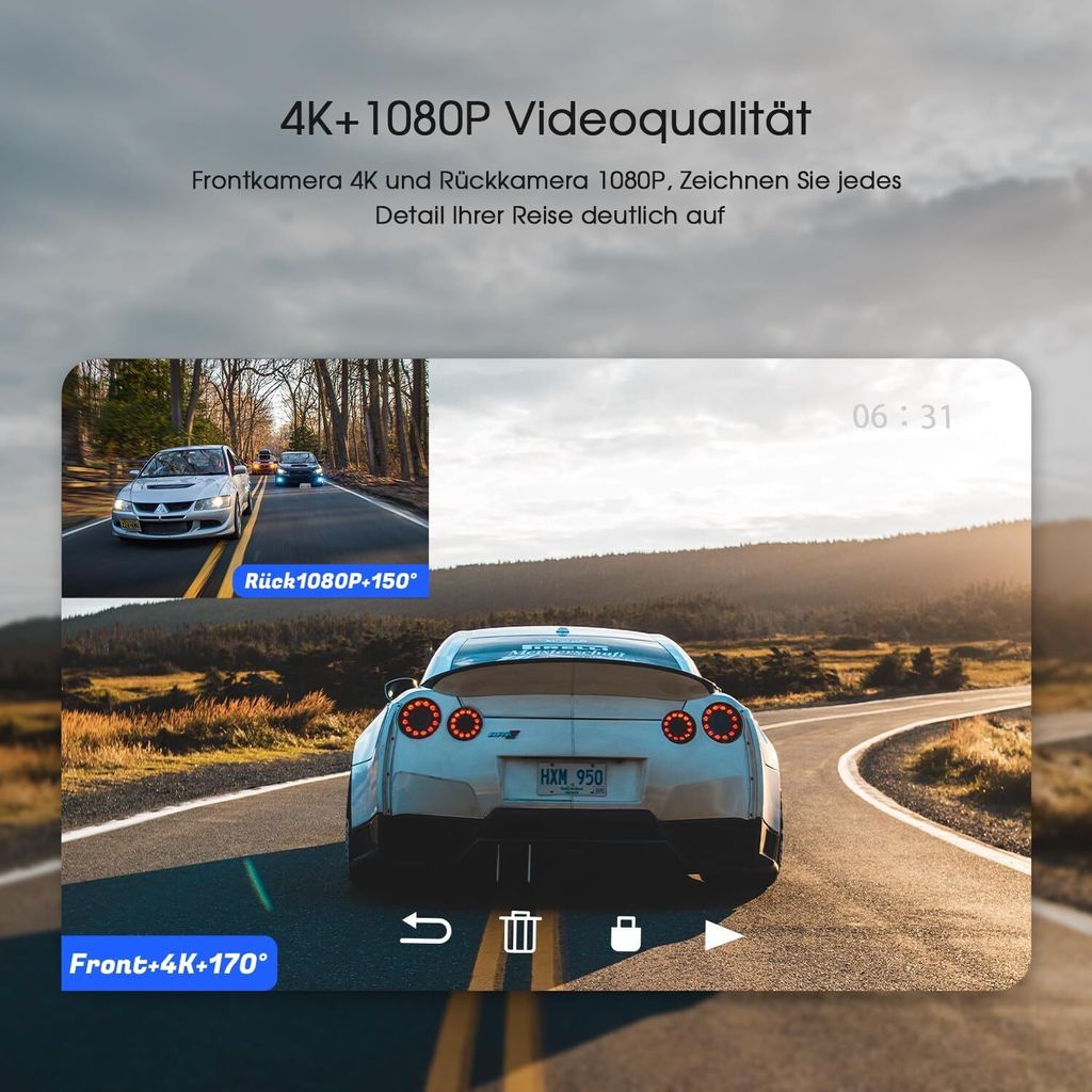 Přístrojová kamera do auta s přední zadní kamerou 4K/1080P, Obrázek produktu 6