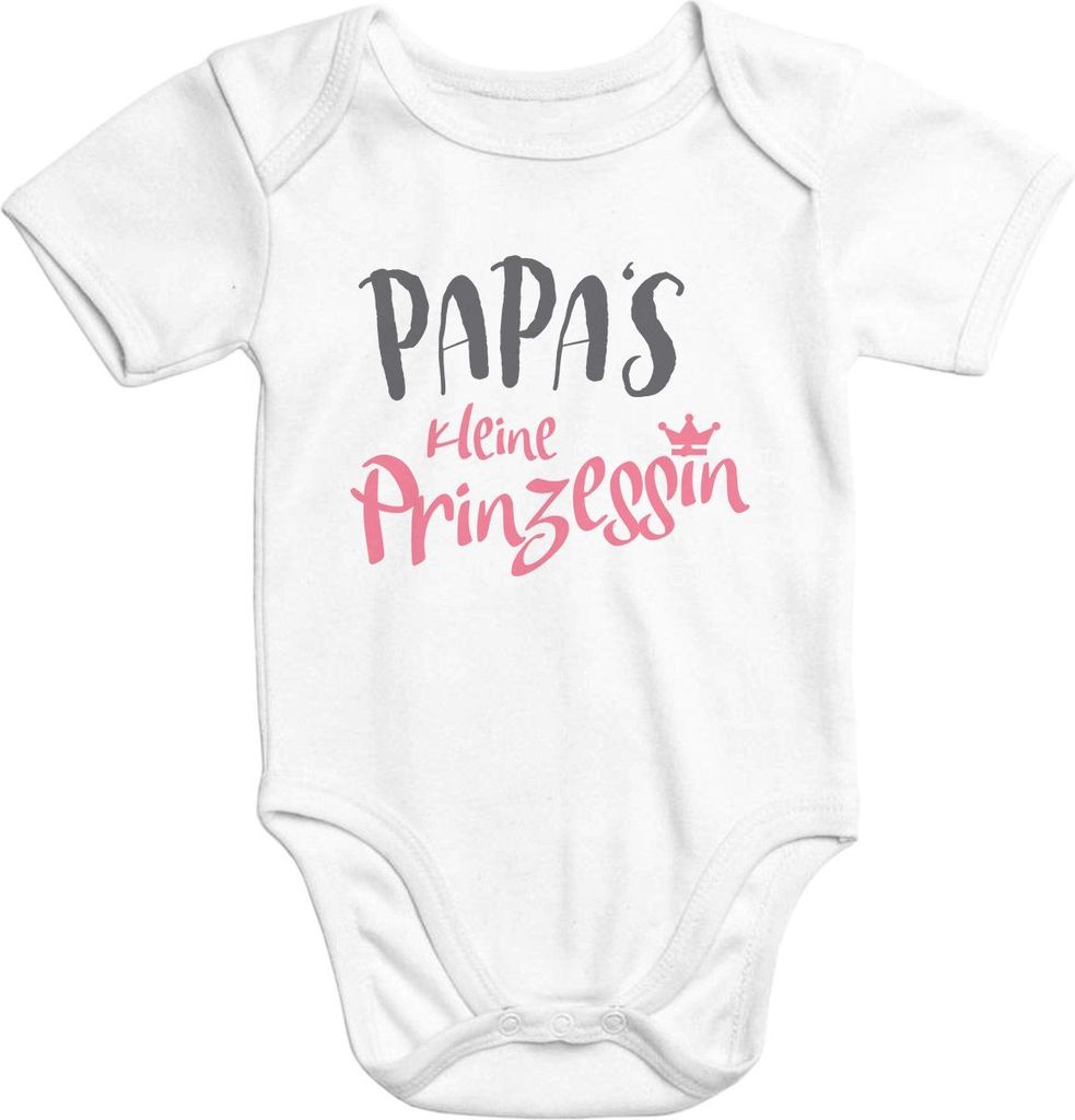 Kurzarm Baby Body Papas kleine Prinzessin Onesie Mädchen Moonworks weiß 6-12 Monate