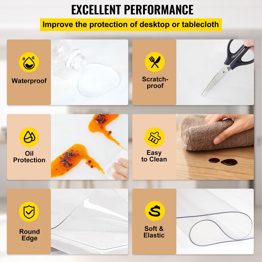VEVOR plastový kryt na stůl 61 x 152,4 cm, 1,5 mm silný Obrázek produktu 4