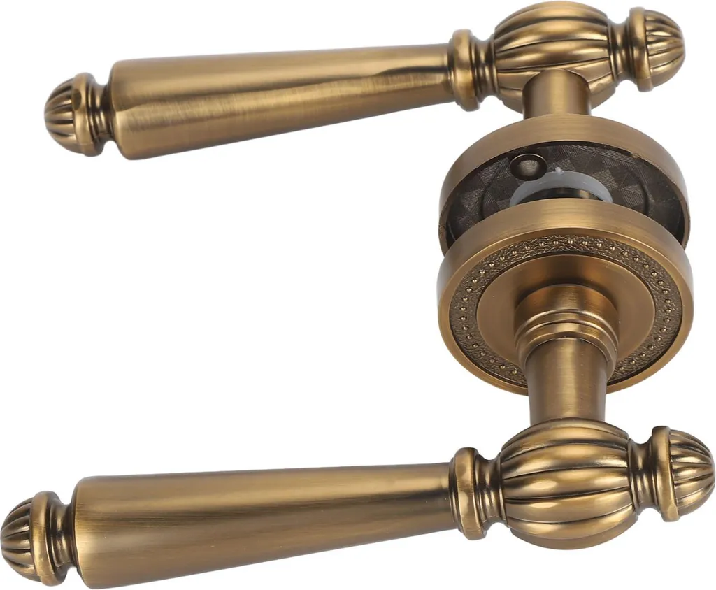 Serrure de porte d'intérieur vintage en bronze brossé et cuivre pur