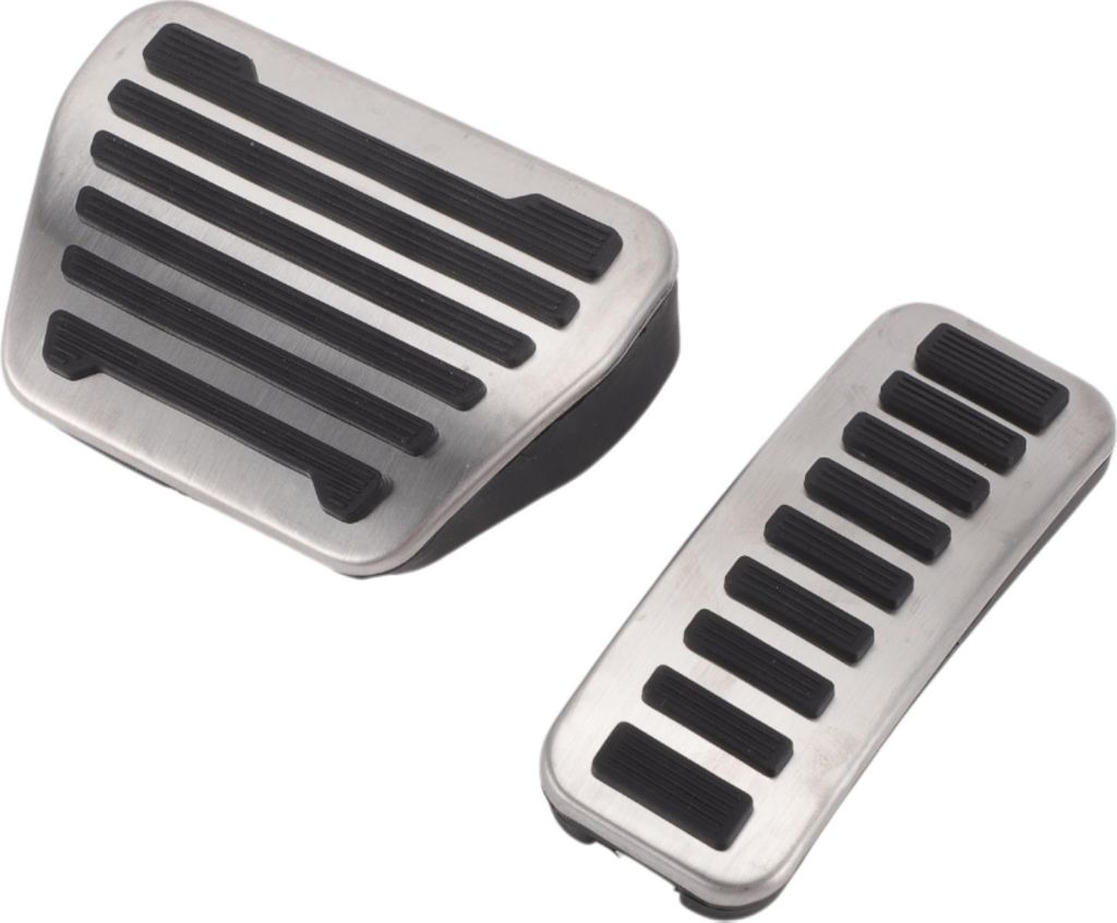 2 Stück Automatische Fußpedalauflagen Fußgaspedalabdeckungen für Land Rover Range Rover Sport L494 2014 -2022 Edelstahl Silberton