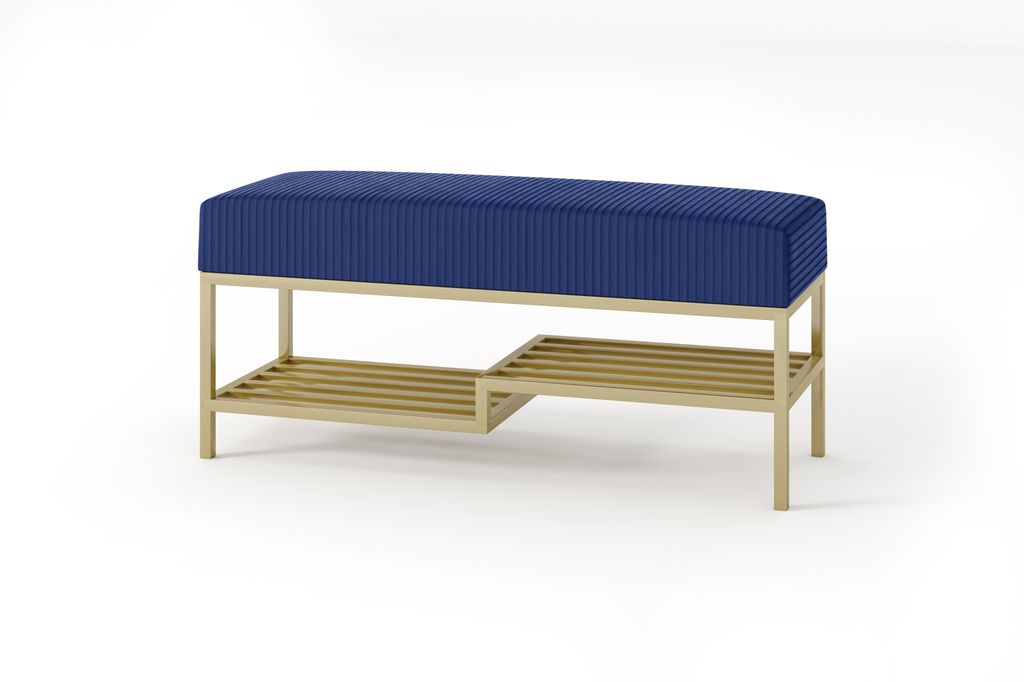 Design Möbel - Sitzbank 80 cm - Industrial Stil - Gepolsterte Bank mit Ablage - Loft Design - Stahlkonstruktion