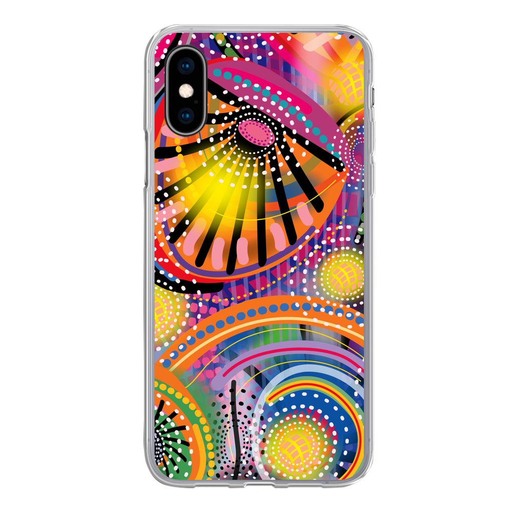 MuchoWow Handyhülle Schutzhülle Hülle für iPhone X Formen - Kunst - Muster - Psychedelisch Silikon Softcase Handy Hülle - Handyhülle