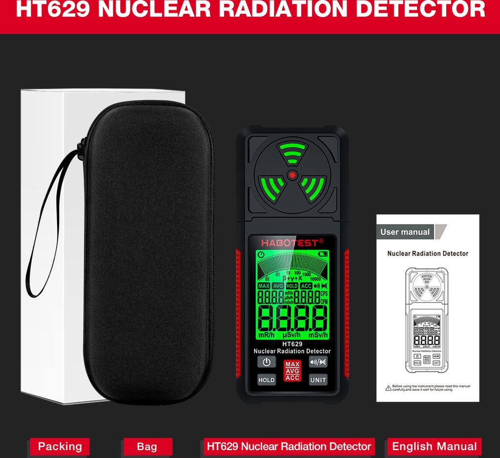 HABOTEST HT629 Detektor jaderného záření Geigerův čítač Obrázek produktu 2