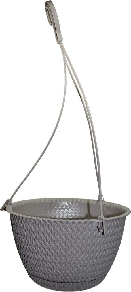 Beige Blumentopf Hängetopf mit Untersetzer Blumenampel Rattan Optik SPLOFY