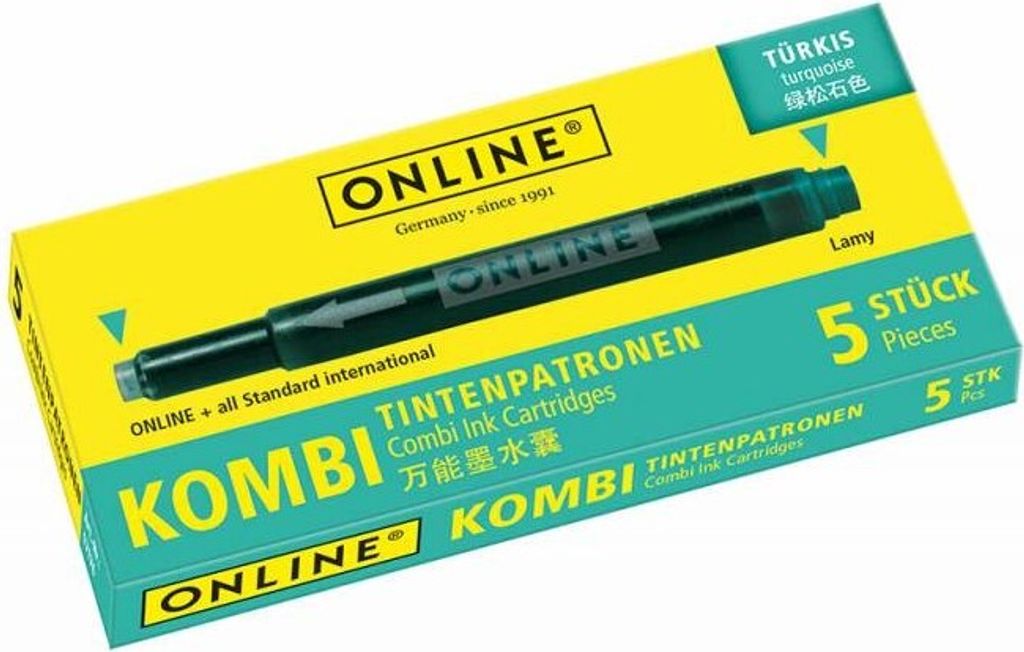 ONLINE 17176/12 Tintenpatronen für Füller türkis-blau 5 St.