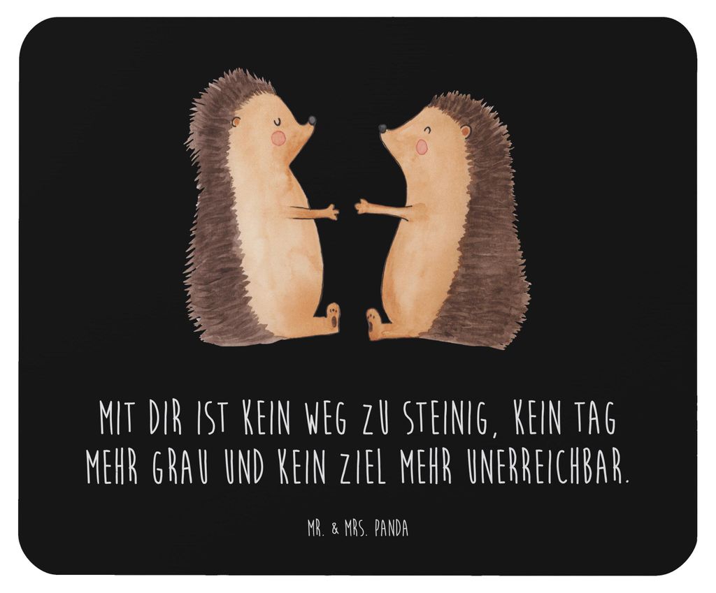 Mr. & Mrs. Panda Mauspad Igel Liebe - Schwarz - Geschenk, Freundin, Hochzeitstag, pc, Mouse Pad, Mousepad, Hochzeit, laptop, mousematte