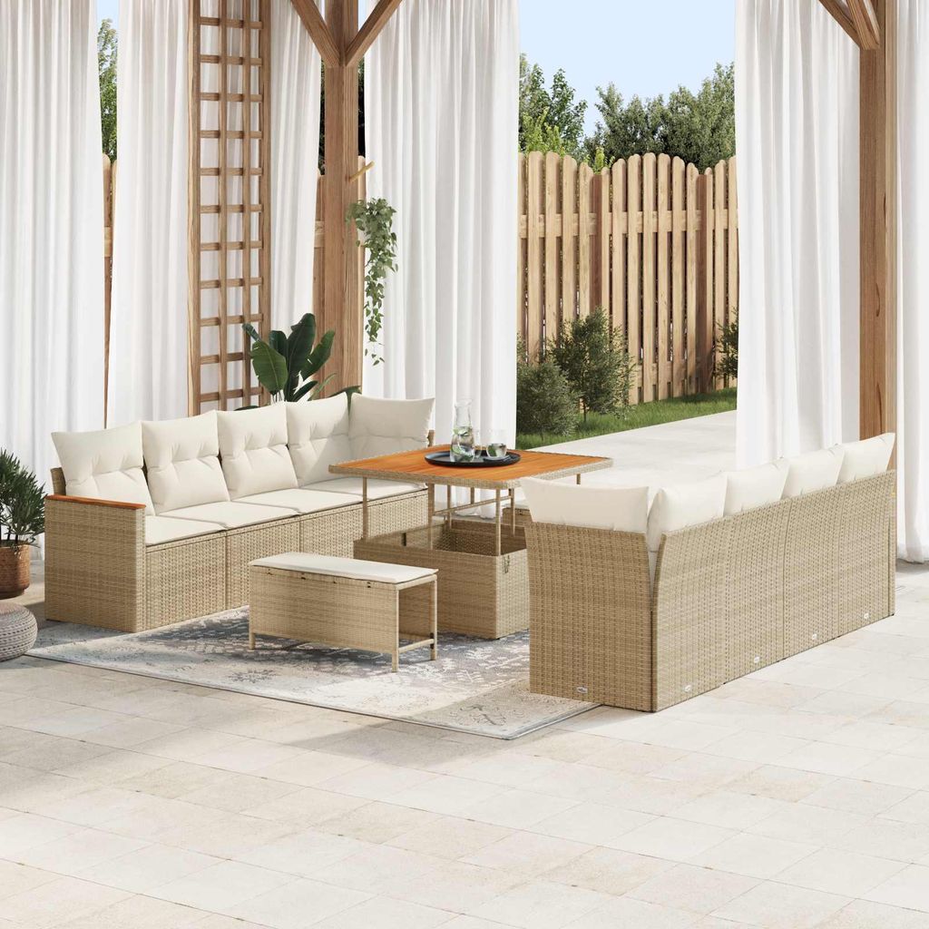 Maison Exclusive - Gartensofa-set 11 pcs Beige Poly-Rattan