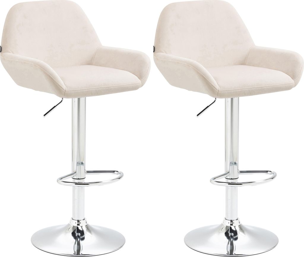 2er Set Barhocker HLO-CP8 Samt chrom creme