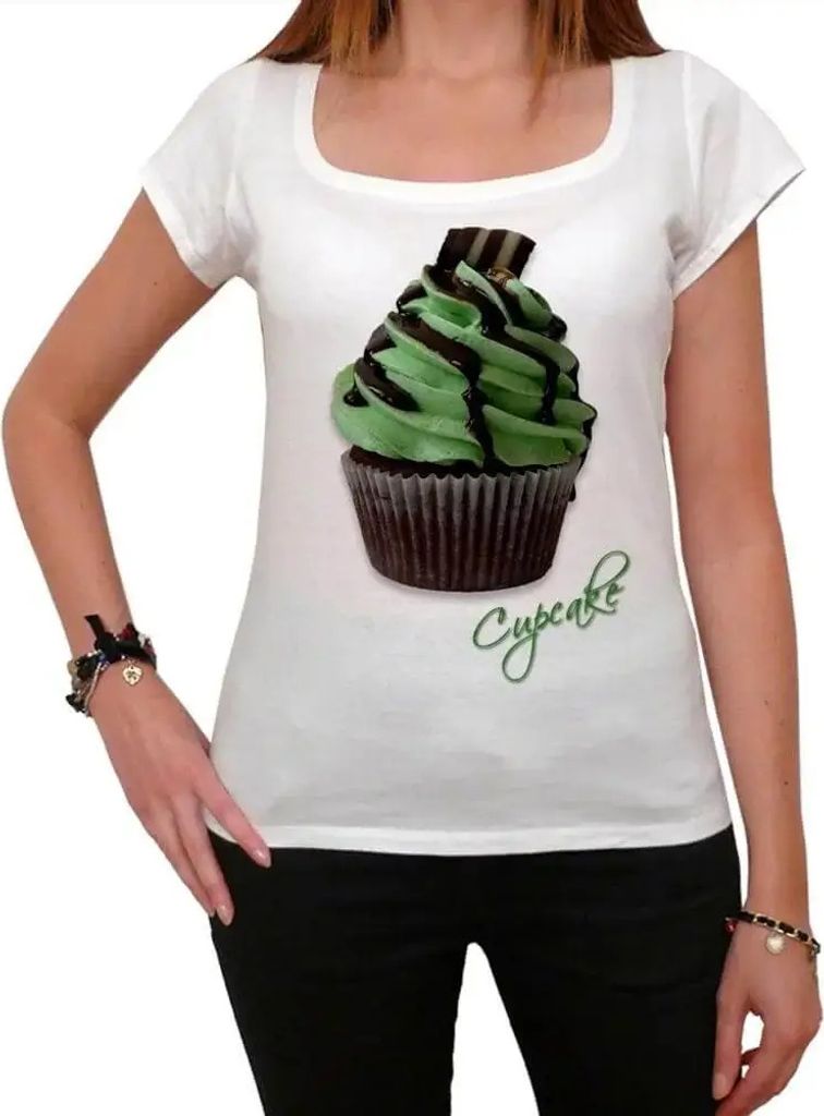 Damen Grafik T-Shirt Cupcake grün mint – Cupcake Green Mint – Öko-Verantwortlich Vintage Jahrgang Kurzarm Lustige Druck Geburtstag Geschenk Frau