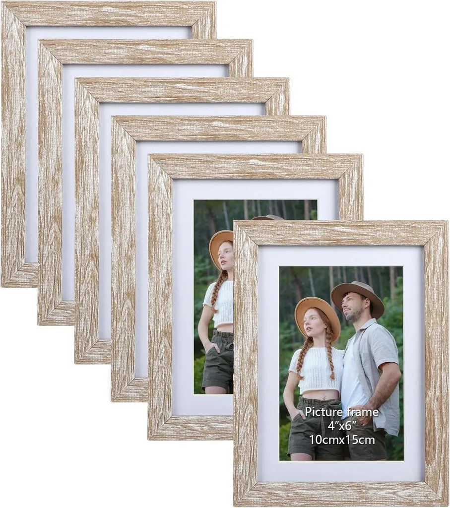 Set Cornici Foto 10x15 Beige Venato | 6 Pezzi Arredo Casa e Ufficio