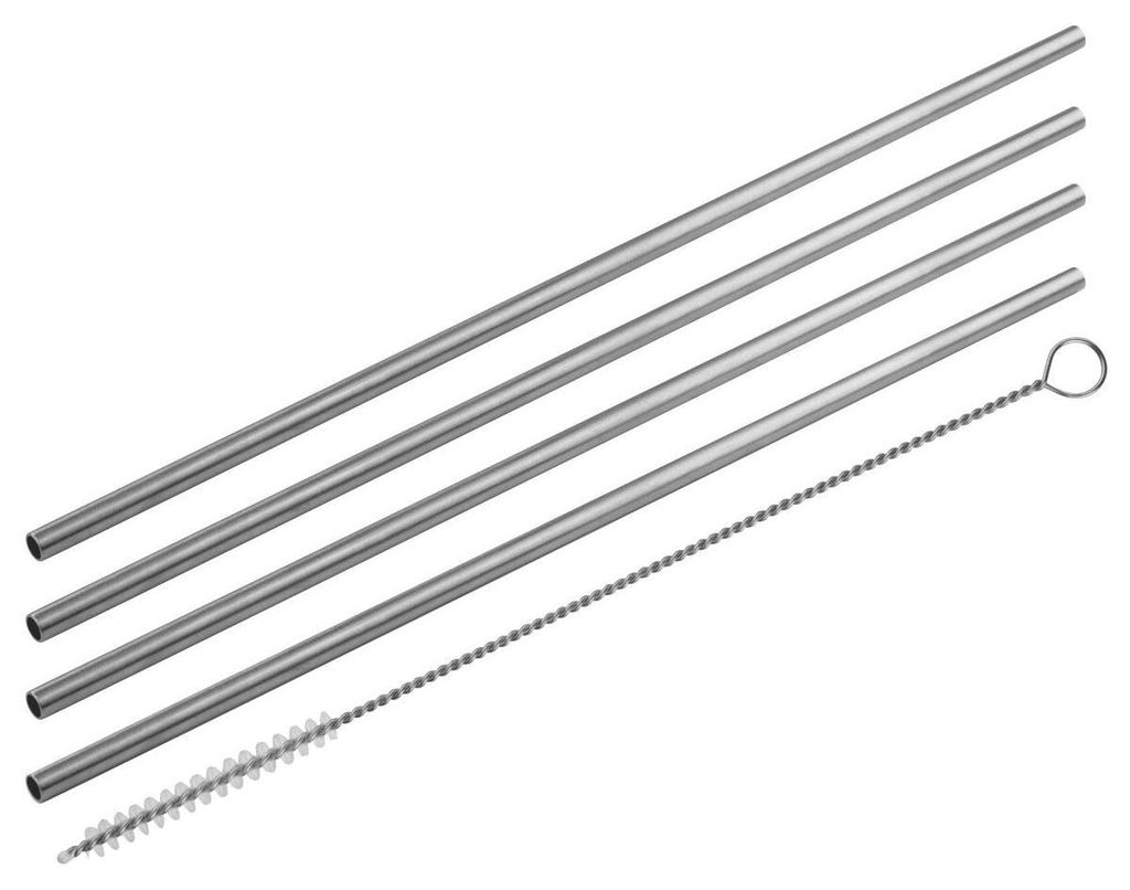 Lot de 4 pailles en inox avec goupillon 24 cm Fackelmann Image du produit 