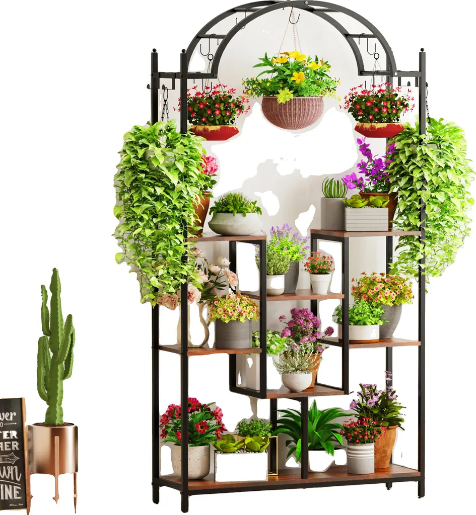 Support pour plantes à 5 niveaux style industriel vintage XXL marron